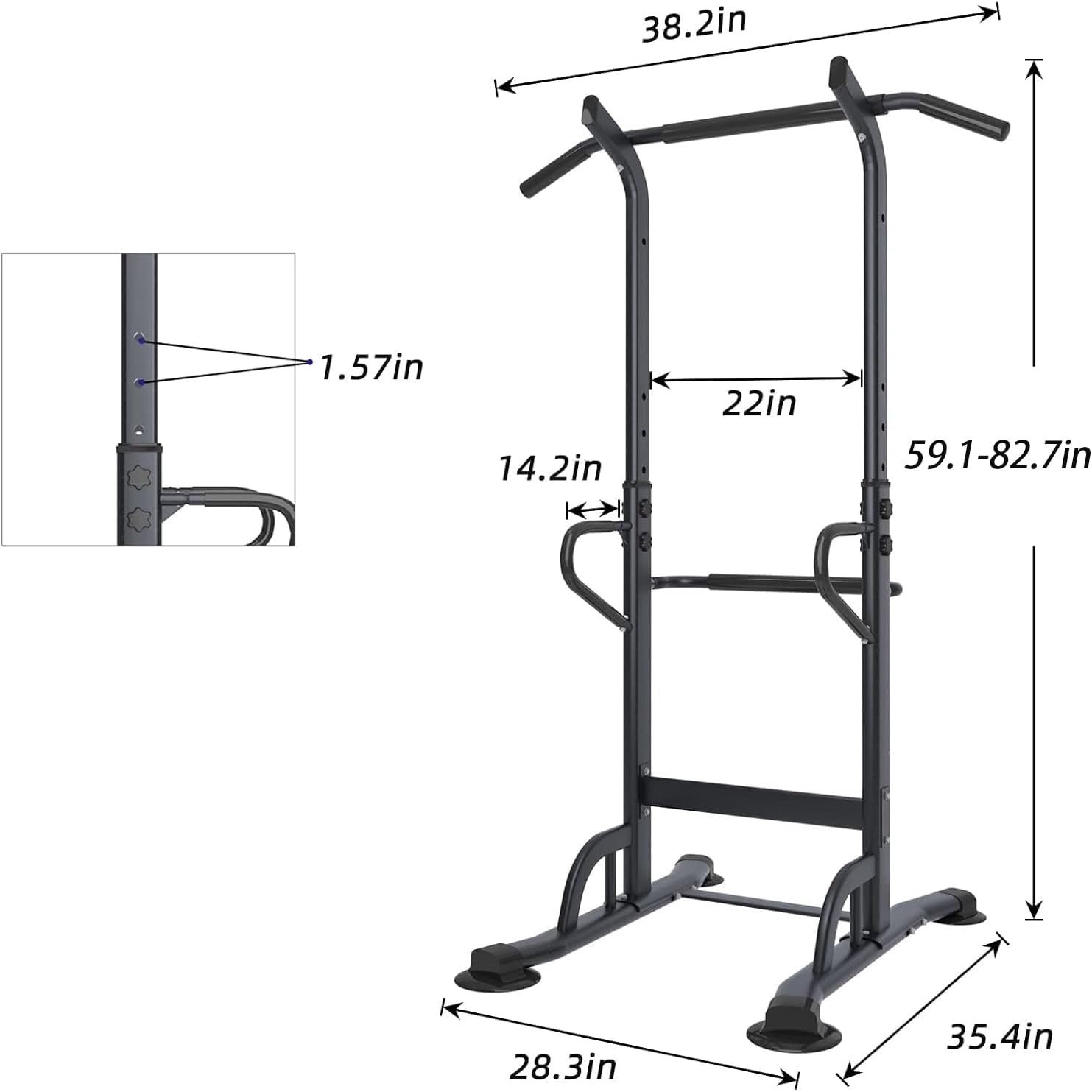 soges Power Tower Adjustable Height Pull Up & Dip Station Multi-Function Home Strength Training Fitness Workout Station - Image 4