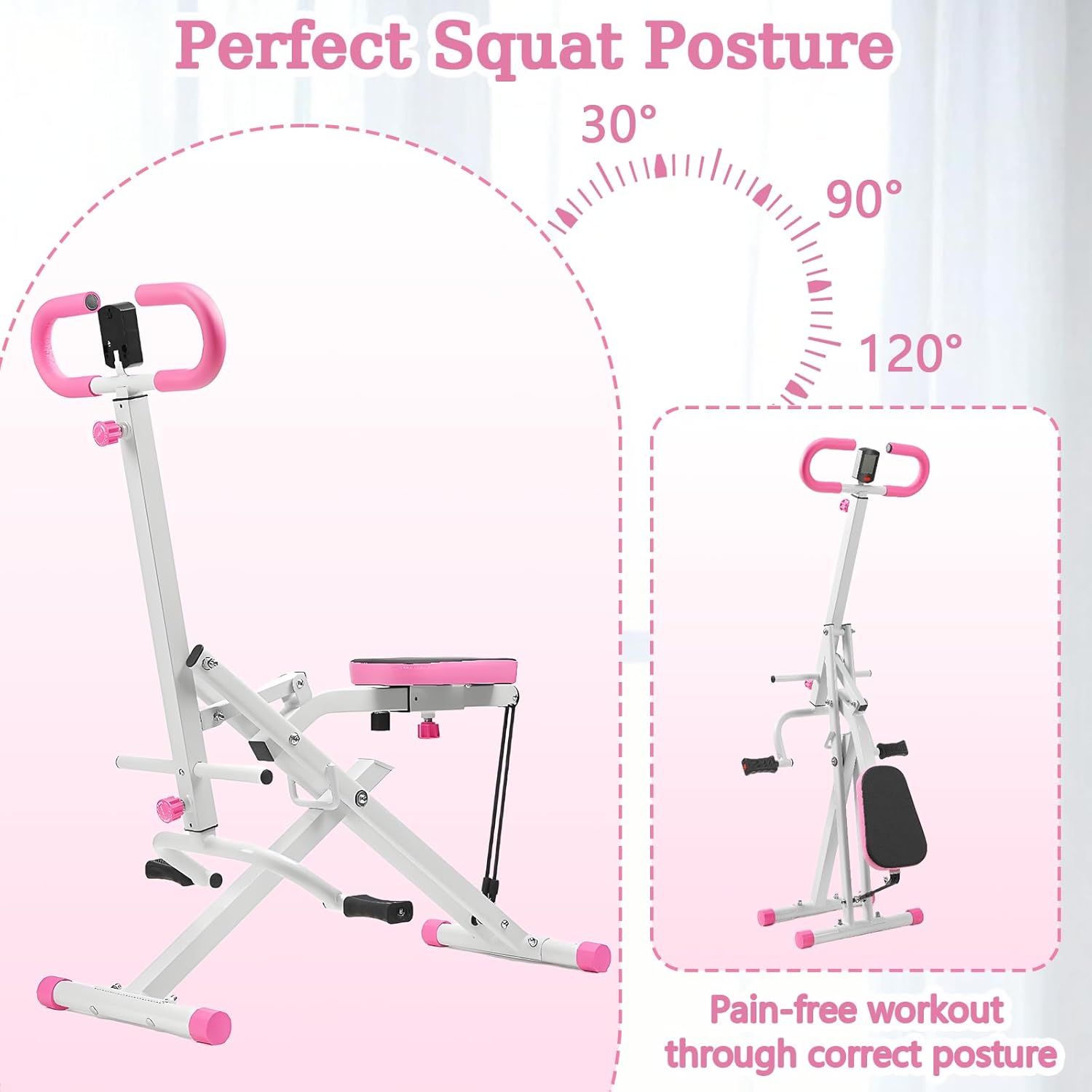 Squat Machine for Home, Squat Ride / Rowing Machine with Adjustable Resistance, Foldable Exercise Equipment, Glute & Leg Cardio Workout Machine - Image 6