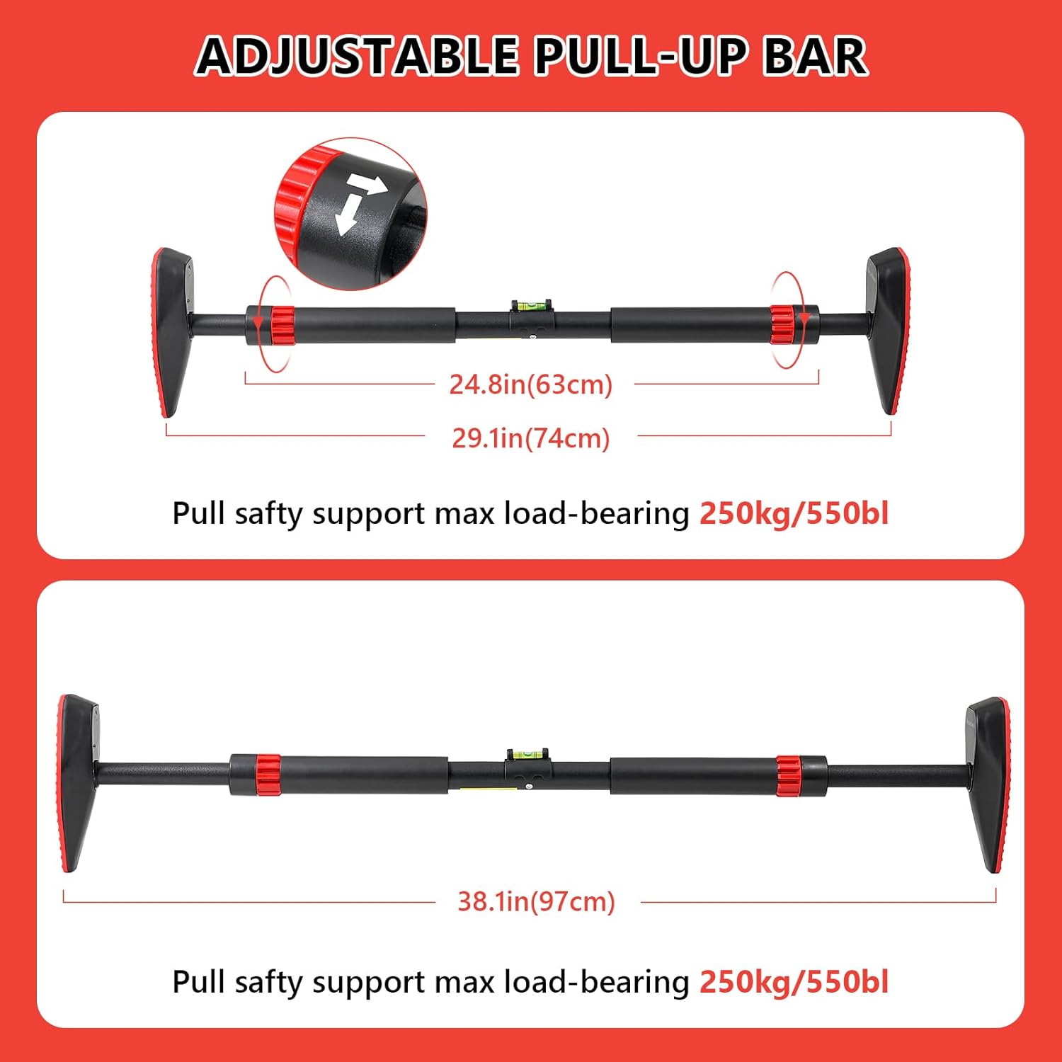 Pull Up Bar for Doorway, Door Frame Chin Up Bar without Screw Exercise Bars for Home Workouts Strength Training Adjustable Pull-up Bars with Smart Count/Timer/Calorie Tracker Home Gym Equipment Indoor - Image 5