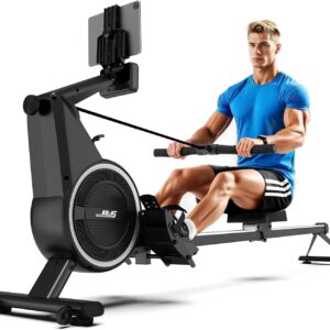 Air Magnetic Rowing Machines for Home BW5 Commercial Rower Machine Max Load 350LB 10-Level Resistance Easy Assembly Bluetooth LED Monitor Adjustable Tablet Stand Fit for Whole Family