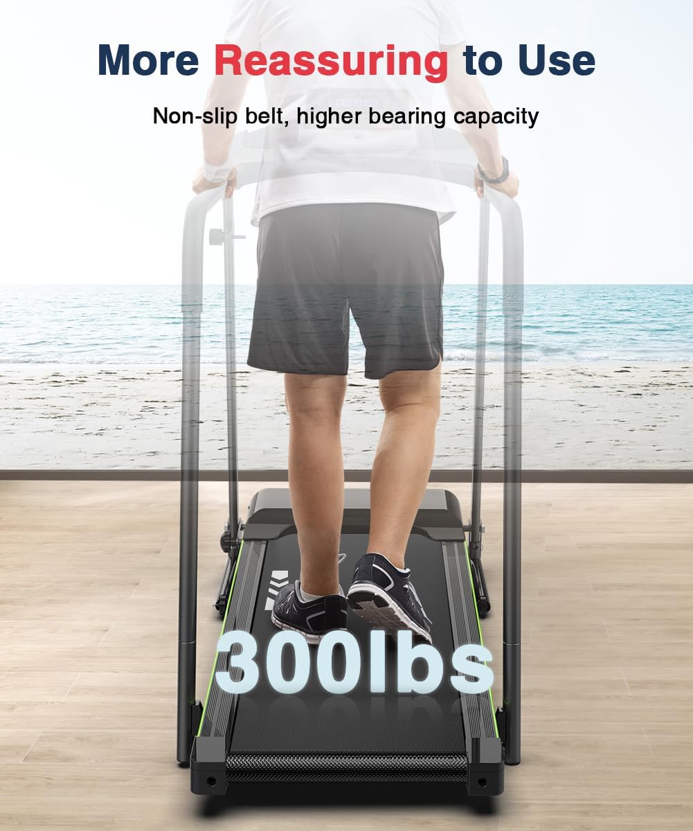 Redliro Walking Treadmill for Senior with Long Handrail, 300 lbs Capacity, Recovery Fitness Exercise Machine Foldable Treadmills for Home with Holder LCD Display, Holder for Phone & Cup - Image 4