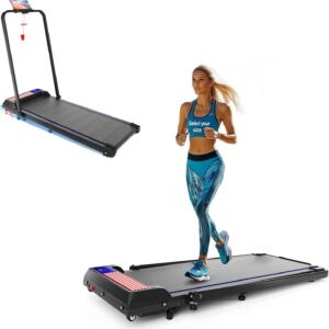 Treadmill with Handle Bar, 2.5HP Walking Pad with Handle, Portable Under Desk Treadmill for Home Office, 300LBS Capacity, Adjustable Incline, Large LED Display, Remote Control