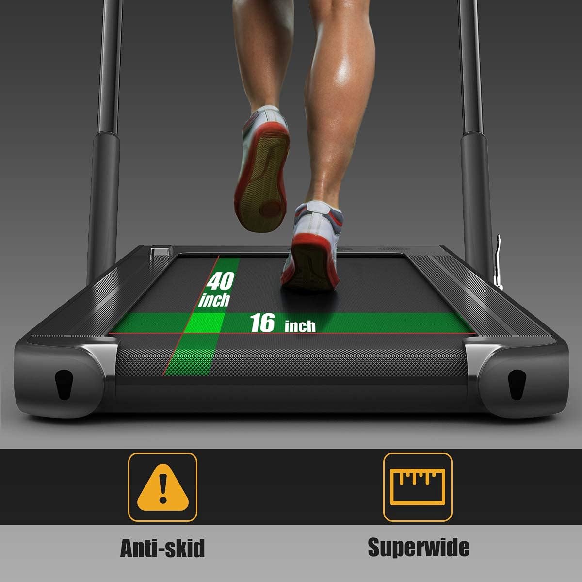 Goplus 2 in 1 Folding Treadmill, 2.25HP Under Desk Electric Superfit Treadmill, Installation-Free with APP Control, Remote Control, Bluetooth Speaker, LED Display, Walking for Home - Image 9