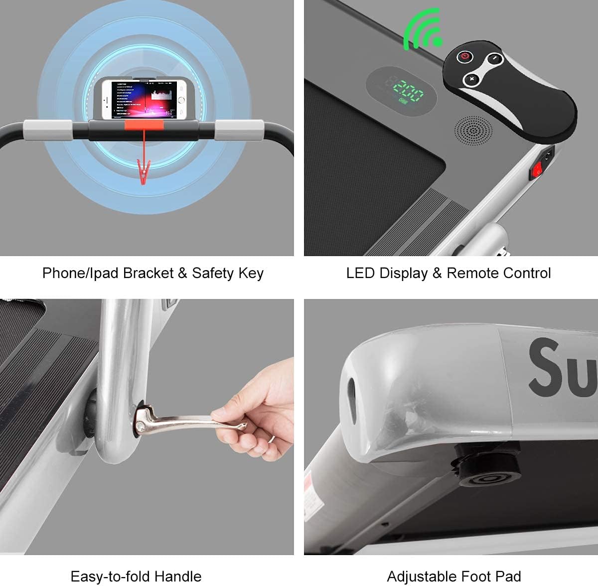 GYMAX Walking Pad, 2 in 1 Free Installation Under Desk Treadmill with Smart App, Remote Control & LED Display, 2.25HP Foldable Portable Compact Running Machine for Small Spaces Home Office - Image 5