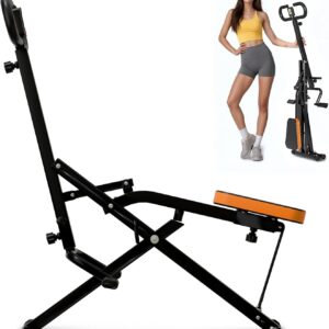 Squat Machine, Ab Workout Equipment, 265lbs Loading Capacity Rowing Machines for Home Foldable with Adjustable Resistance Bands and Display