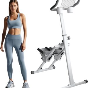 Stair Stepper Folding Vertical Aerobics Appliances Exercise Climber for at-Home Workouts Total Body Exerciser with Handle 242LBS Load with Pedal/Stand/Cup Holder, Step Angle Adjustable