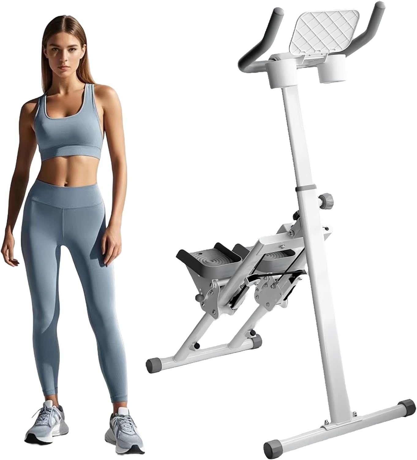 Stair Stepper Folding Vertical Aerobics Appliances Exercise Climber for at-Home Workouts Total Body Exerciser with Handle 242LBS Load with Pedal/Stand/Cup Holder, Step Angle Adjustable
