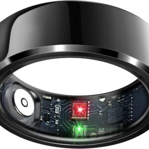 Smart Ring Health Tracker, Sleep Tracker Ring with Heart Rate, Waterproof Fitness Ring for Activity Monitoring/Steps/Distance/Calories, Air Gestures, Up to 7-Day Battery, for iOS Android (Black,#11)