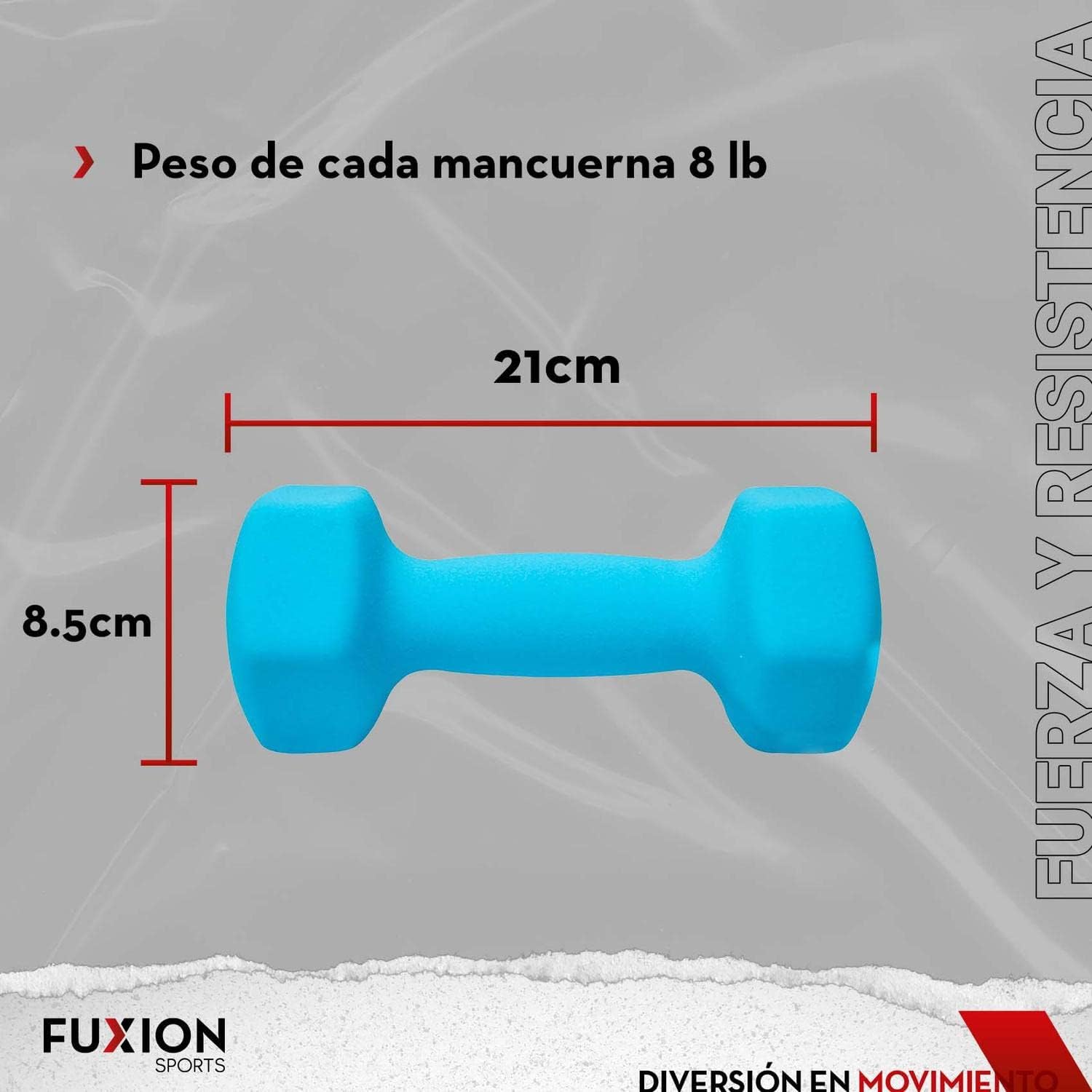 FUXION Neoprene Dumbbell Hand Weights, Sets of 2 Hexagon Non-Slip Weights for Home Gym Yoga Pilates Workout - Image 3