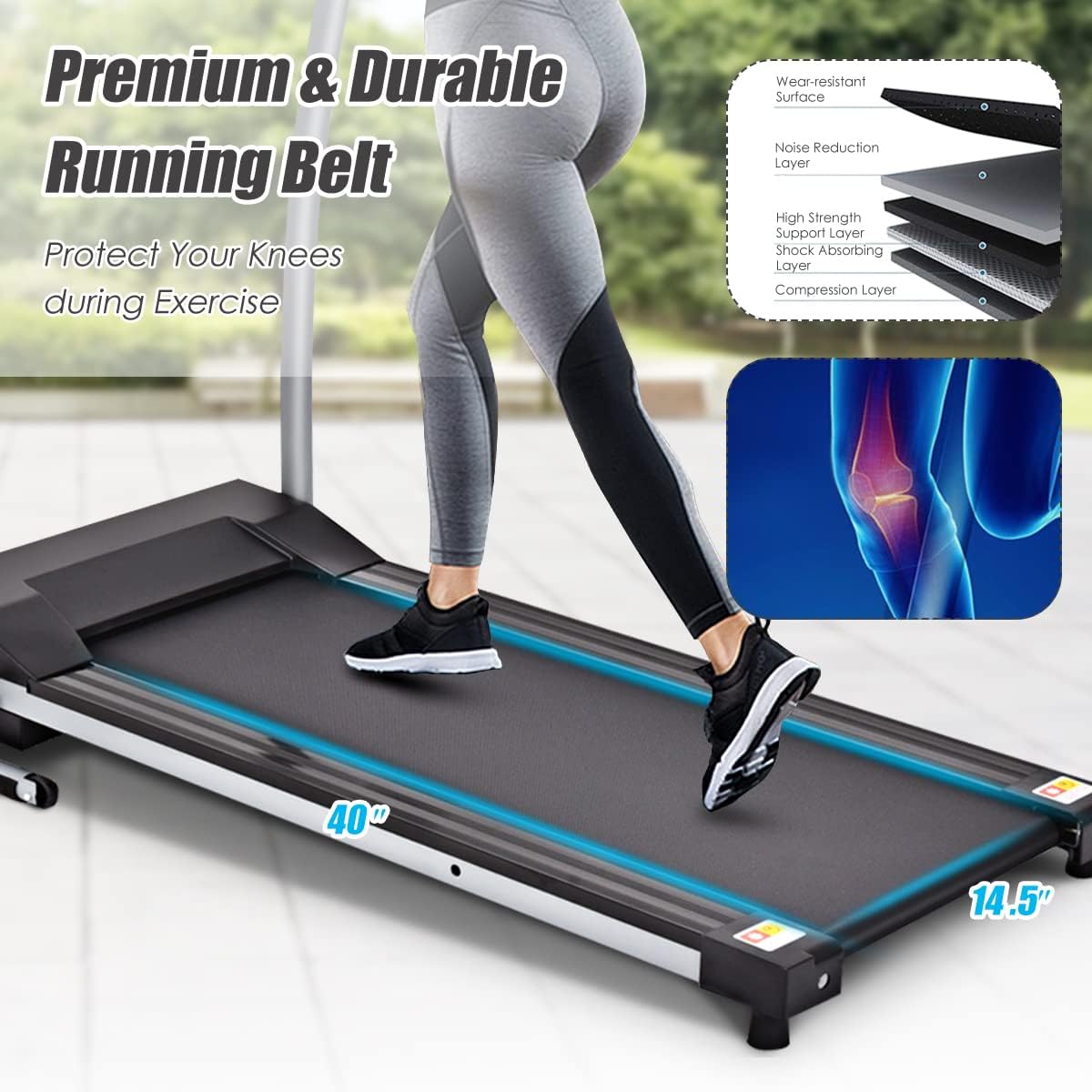 Goplus Foldable Treadmill, Freestanding Portable Treadmill with 12 Preset Programs, LCD Monitor, Built-in Wheels & Pulse Sensor, Folding Compact Treadmills for Home Small - Image 4