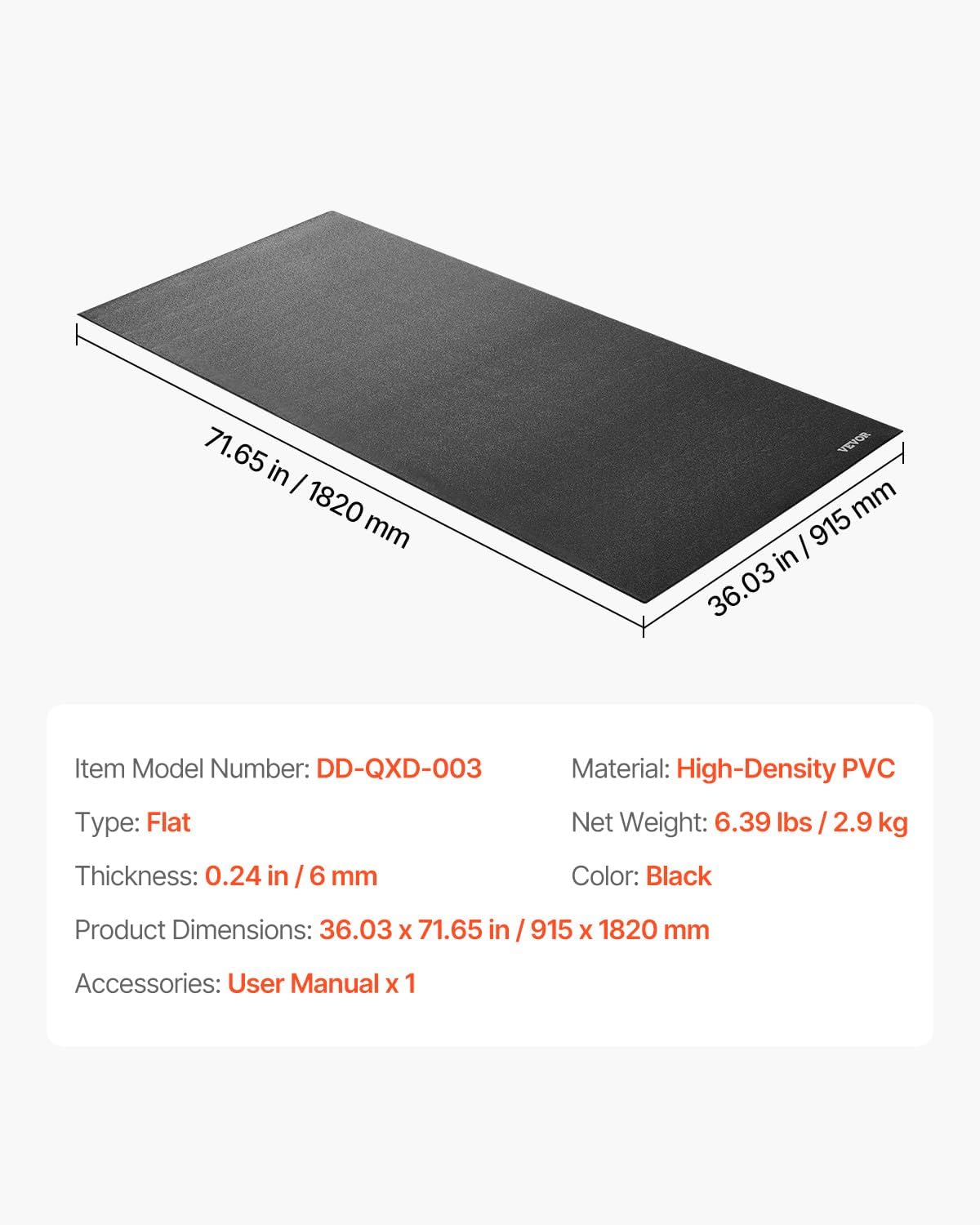 VEVOR Treadmill Mat for Carpet Floor, Exercise Equipment Mat for Treadmills, Stationary & Recumbent Bikes, High Density PVC Floor Protector Gym Mats, Waterproof and Non-Slip for Home Gym - Image 7