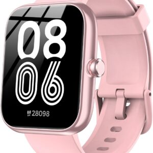 Smart Watch with Alexa Built-in, 1.83″ HD Touchscreen, Bluetooth Calling Fitness Tracker, Health Monitor Heart Rate/Sleep Tracking, IP68 Waterproof, 120+ Sports Modes for Android iPhone (Pink)