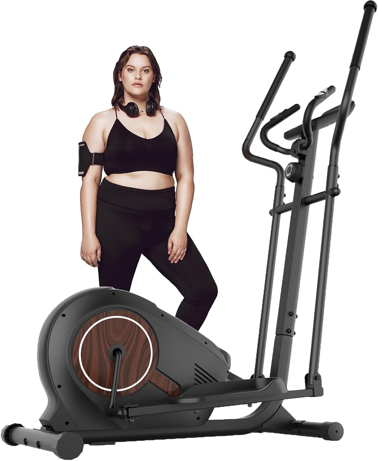 ANCHEER Home Gym Elliptical Trainer Machine, Silent Magnetic Cross Trainer with LCD Display, 14-Level Resistance & Heart Rate Monitor, 400Lbs Capacity Cardio Equipment