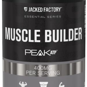 Jacked Factory Essentials Muscle Builder – ATP Muscle Builder for Men with Peak ATP to Support Muscle Gain, Enhance Athletic Performance, & Increase Strength – 30 Capsules