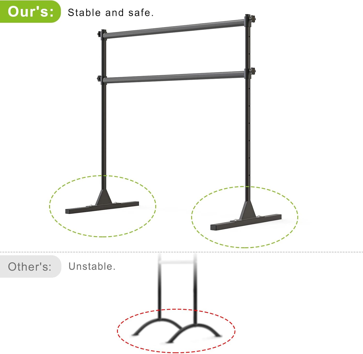 SELEWARE Height Adjustable Ballet Barre Freestanding Ballet Bar Heavy Duty Dance Bar Support Barre Movements Body Stretch Pull-ups, Sturdy Construction Never Fall Apart, Anti-Slip - Image 3