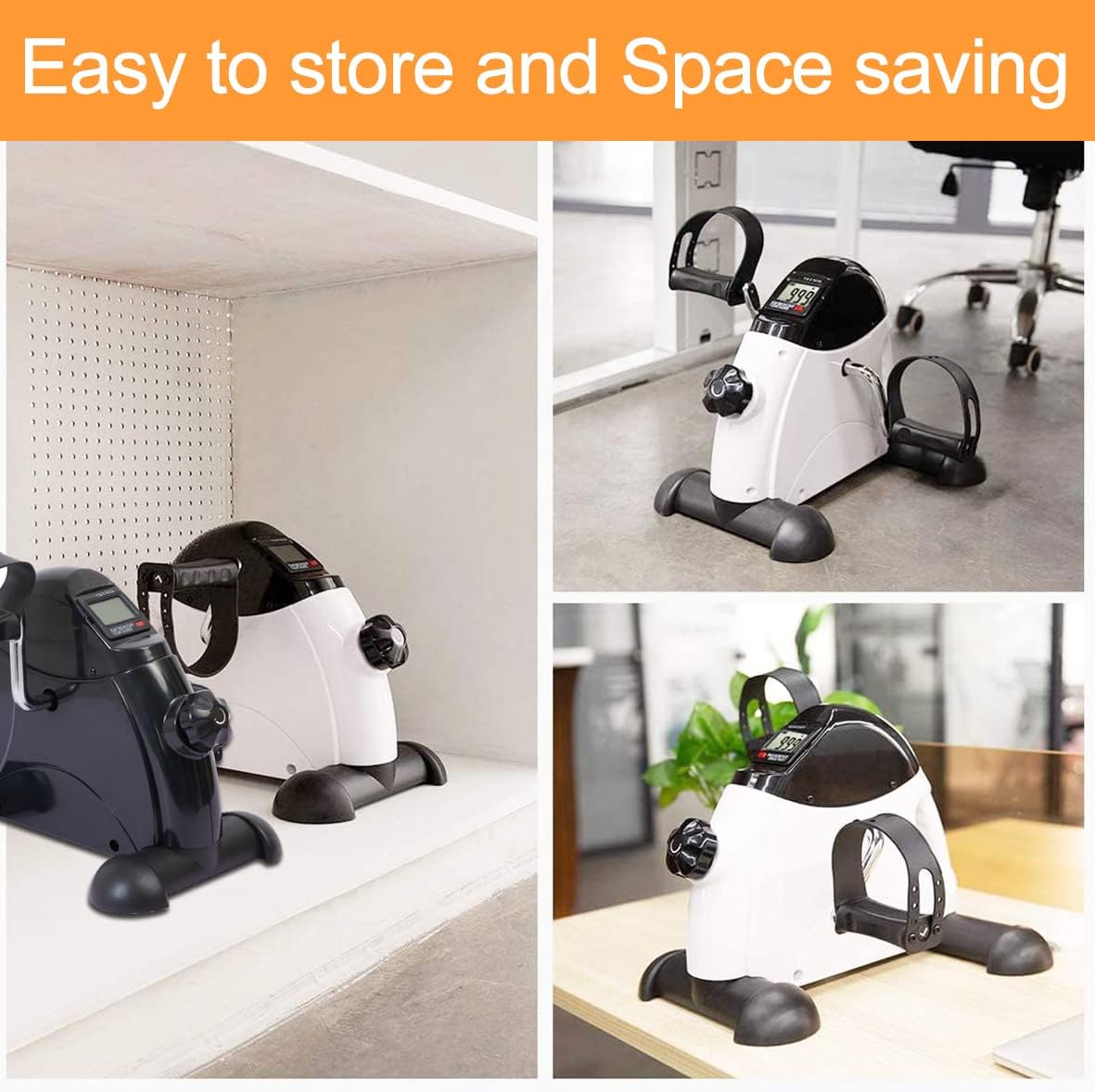 Pedal Exerciser Under Desk Bike Mini Exercise Bike for Leg and Arm Cycling Exercise Portable Peddler with LCD Display - Image 6
