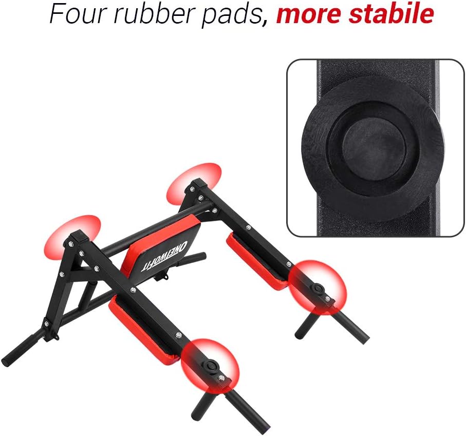 OneTwoFit Multifunctional Wall Mounted Pull Up Bar Chin Up bar Dip Station for Indoor Home Gym Workout, Power Tower Set Training Equipment Fitness Dip Stand Supports to 440 Lbs OT126 - Image 7