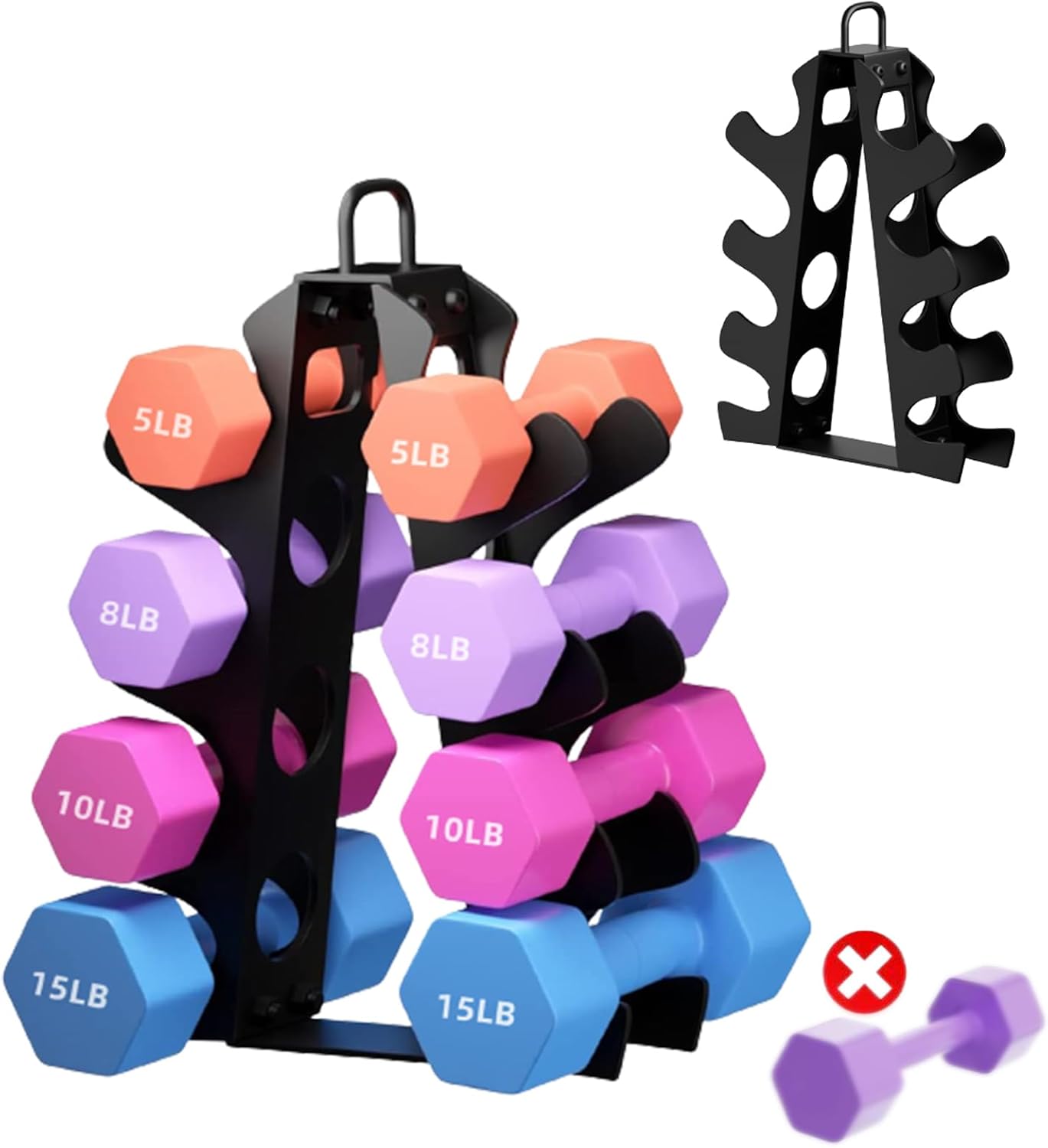 Dumbbell Rack Stand Only(Rack Only, No Dumbbells), Weight Rack for Dumbbells 5-15LB, Upgraded Handle, Compact A-Frame Weight Rack, Suitable for Home Gym