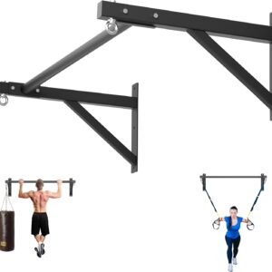 Pull Up Bar Wall Mounted, Heavy Duty 650 lbs Capacity Chin Up Bar, 48″ Multi-Grip Strength Training Pull-up Bars, for Home Gym Garage/Backyard Total Body Workout, Ease Of Use Mounting