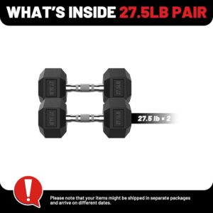 PAPABABE Hex Dumbbell Set with Rubber Grip 2.5-125lb, Odorless Rubber Coated Weight Fixed Dumbbells Set of 2, Weights for Women at Home, Hand Weights for Home Gym & Strength Training,Pesas Para Ejercicios