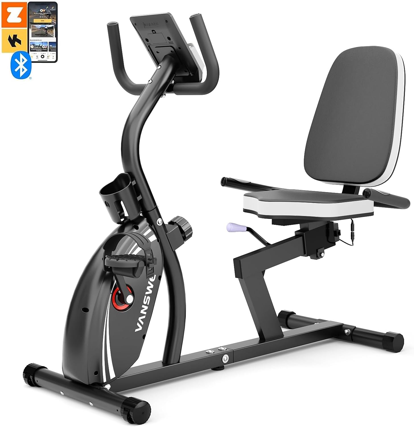 VANSWE Recumbent Exercise Bike for Adults Seniors - Recumbent Bikes for Home with Magnetic Resistance, Bluetooth and App Connectivity, Pulse Sensor - Image 9
