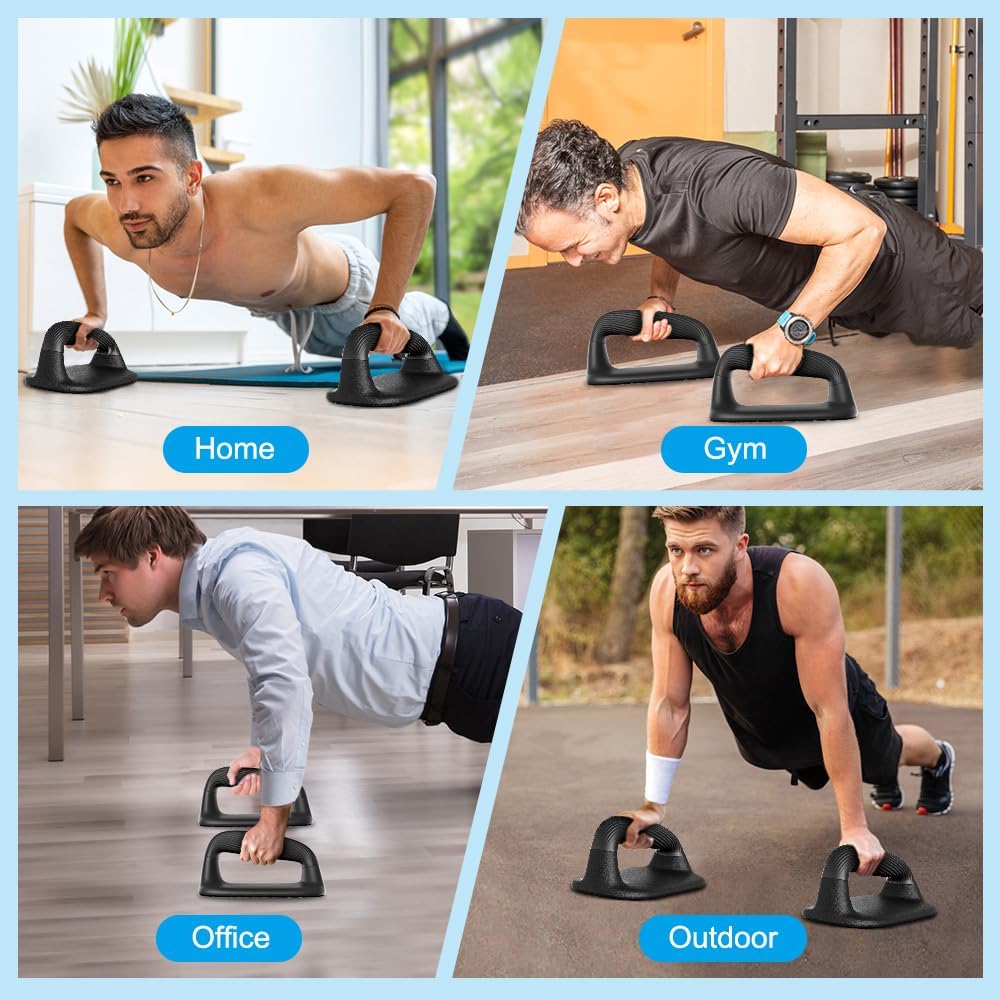 BeneLabel Push Up Bars Black Pushup Handles with Bottom Anti-Slip Pad Push Up Handles for Floor Soft Plastic Strength Training Pushup Stands with Comfortable Grip - Image 7