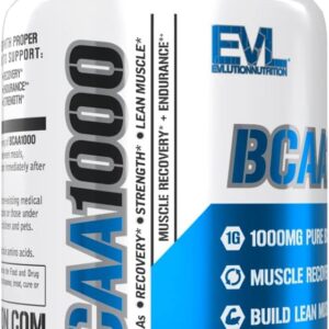 BCAAs Amino Acids Supplement for Men – EVL 2:1:1 5g Capsules for Post Workout Recovery and Lean Muscle Builder for Men – BCAA1000 Branched Chain Amino Acids Nutritional Supplement – 30 Servings
