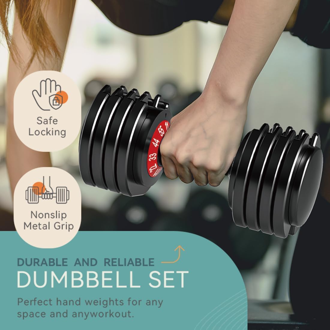 25/55lbs Adjustable Dumbbells Set, Dumbbells with Anti-Slip Metal Handle for Exercise & Fitness Fast Adjust Weight for Full Body Workout Fitness - Image 4