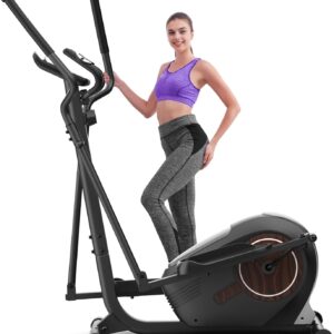ANCHEER Elliptical Exercise Machine, Elliptical Trainer for Home with Quiet Magnetic Drive,14 Resistance Levels, Pulse Rate Monitor,LCD Monitor, Max 300LBS(Silver)