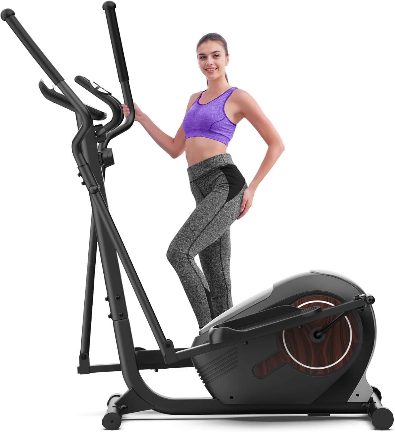 ANCHEER Elliptical Exercise Machine, Elliptical Trainer for Home with Quiet Magnetic Drive,14 Resistance Levels, Pulse Rate Monitor,LCD Monitor, Max 300LBS(Silver)