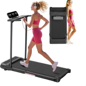 Walking Pad Treadmill with Handle Bar, Compact Portable Treadmills for Home Small, Electric Walking Pads with Handles, 3.5HP Quiet Motor and LED Display, 400 LBS Capacity