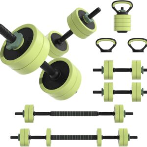 Adjustable Dumbbell Set 22/42/62LBS, 5-in-1 Free Weight Dumbbell Set Used as Dumbbell，Kettlebell,Barbell, Push-Up Stand,Weight Plate, Iron Sand Weights Set with Connector ,Fitness Exercises for Home Gym Suitable Men/Women