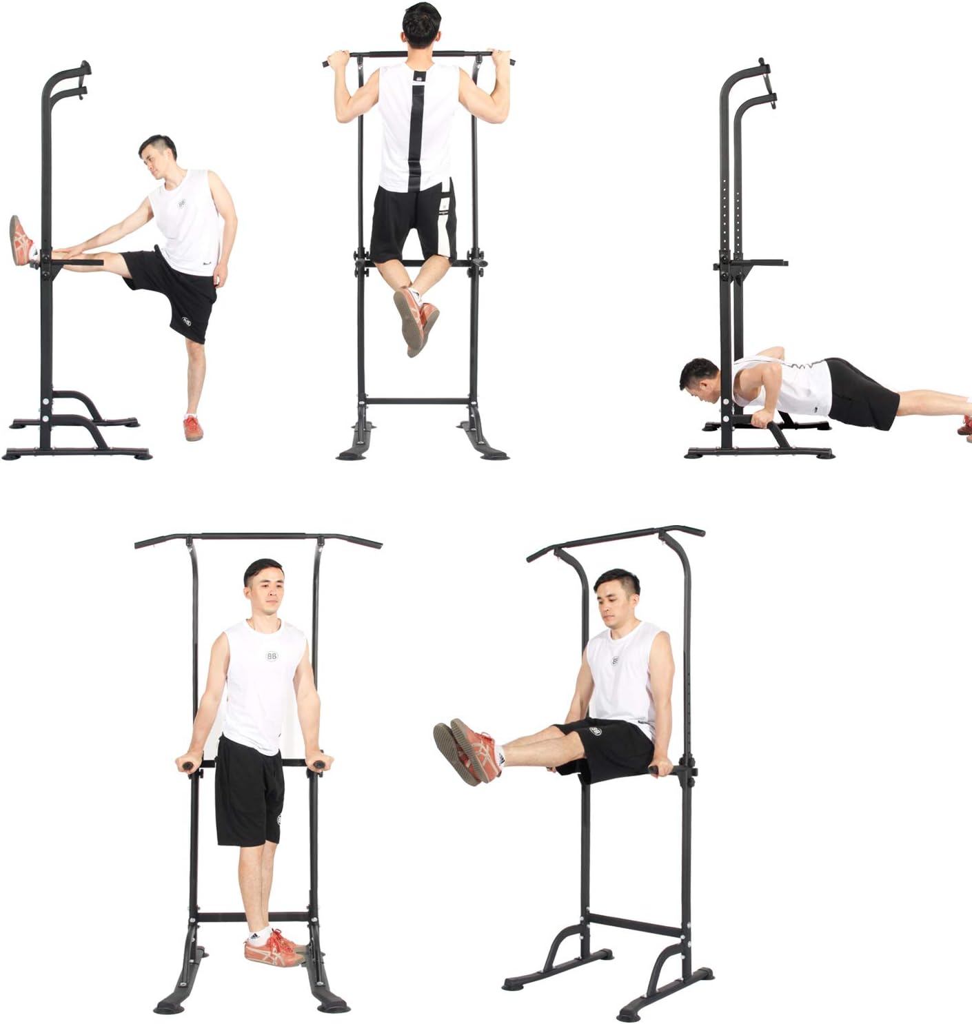 soges Power Tower Pull Up Bar Station, Free Standing Pull Up Rack Dip Station for Home Gym, Height Adjustable Home Strength Training Fitness Workout Equipment - Image 8