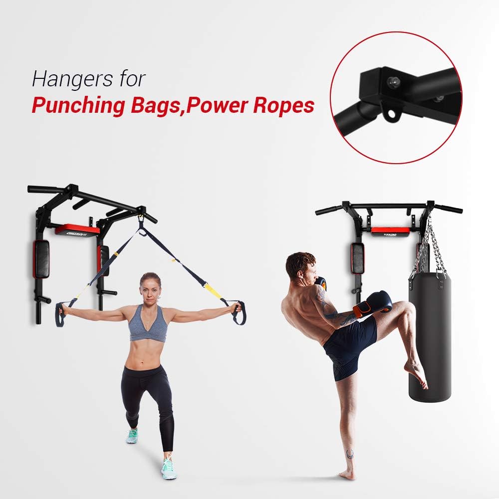 OneTwoFit Multifunctional Wall Mounted Pull Up Bar Chin Up bar Dip Station for Indoor Home Gym Workout, Power Tower Set Training Equipment Fitness Dip Stand Supports to 440 Lbs OT126 - Image 8