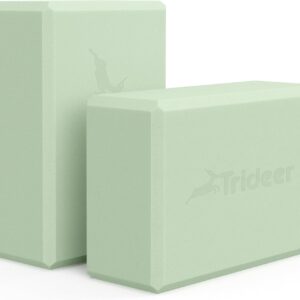 Trideer Yoga Blocks 2 Pack, Soft Non-Slip Foam Blocks with Beveled Edges for Alignment and Stretching in Yoga, Pilates, and Dance – Supportive, Lightweight, Odor Resistant, Latex-Free