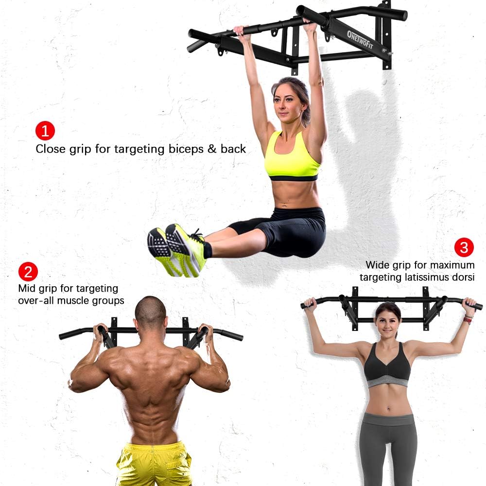 OneTwoFit Wall Mounted Pull Up Bar with More Stable 6-hole design for Indoor and Outdoor Use, Maximum weight 440 Lbs OT103 - Image 4