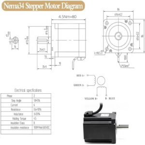 3 Axis CNC Controller Kit Nema 34 86mm Stepper Motor 4.5Nm 640oz.in 2-Phase 6A, Step Motor Driver, 400W 60V Power Supply, Mach3 Control Card for Machine Engraving Router