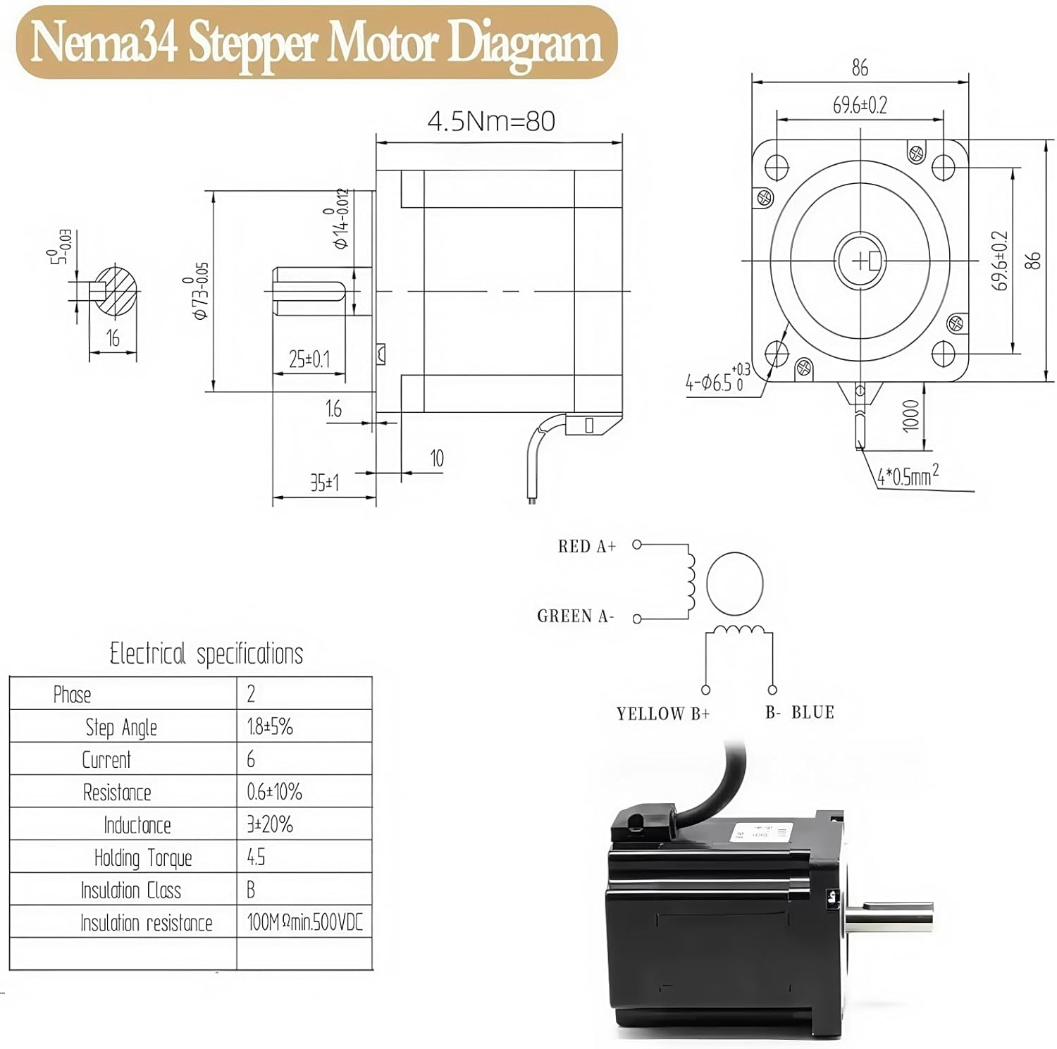 3 Axis CNC Controller Kit Nema 34 86mm Stepper Motor 4.5Nm 640oz.in 2-Phase 6A, Step Motor Driver, 400W 60V Power Supply, Mach3 Control Card for Machine Engraving Router - Image 2
