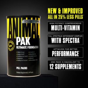 Animal Pak – Convenient Multivitamin for Men & Women Daily All-in-One Vitamin & Supplement Pack – Zinc, Vitamins C, B, D, Amino Acids, and Immune Support – Sports Nutrition Performance – 44 Count