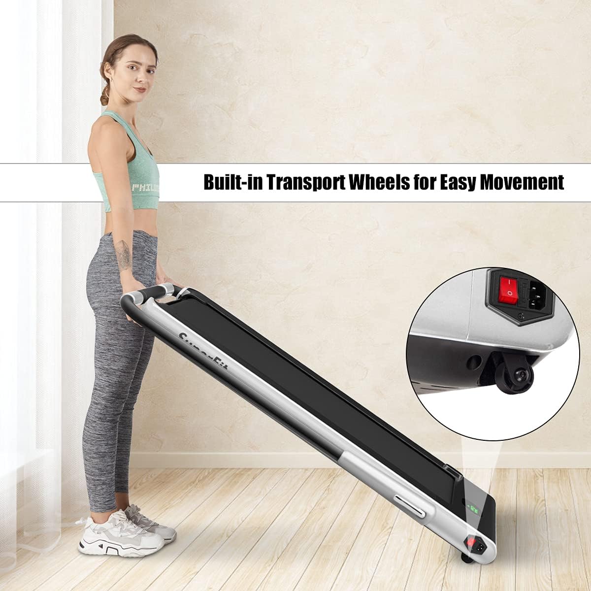 GYMAX Walking Pad, 2 in 1 Free Installation Under Desk Treadmill with Smart App, Remote Control & LED Display, 2.25HP Foldable Portable Compact Running Machine for Small Spaces Home Office - Image 8