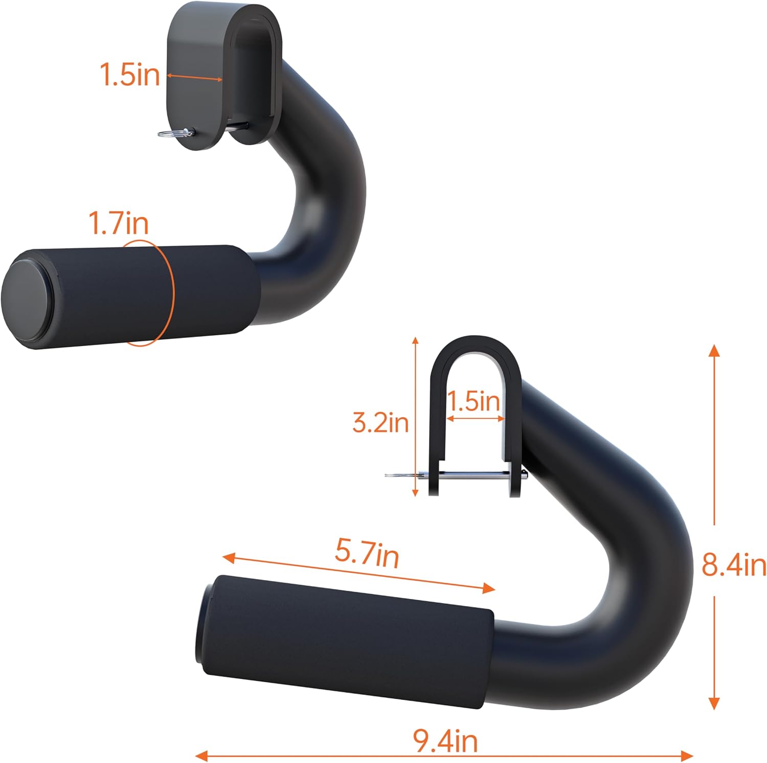 Neutral Grip Handles for Pull Up,1000 lbs Heavy Duty Steel Pull Up Handles,Ergonomic Portable Hooks for Barbell Row Deadlift Resistant Bands for Home Gym Fitness Enthusiasts-2 Pack - Image 7