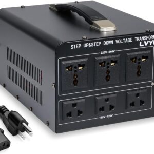 LVYUAN 5000 Watt Voltage Converter Transformer Heavy Duty Step Up/Down AC 110V/120V/220V/240V Power Converter with 3 US Outlets, 3 Universal Outlets, Resettable Circuit Breaker Protection