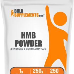 BulkSupplements.com HMB Powder – as Calcium HMB, Beta-Hydroxy Beta-Methylbutyrate – HMB Powder Supplements, Gluten Free – 1g per Serving, 250g (8.8 oz) (Pack of 1)