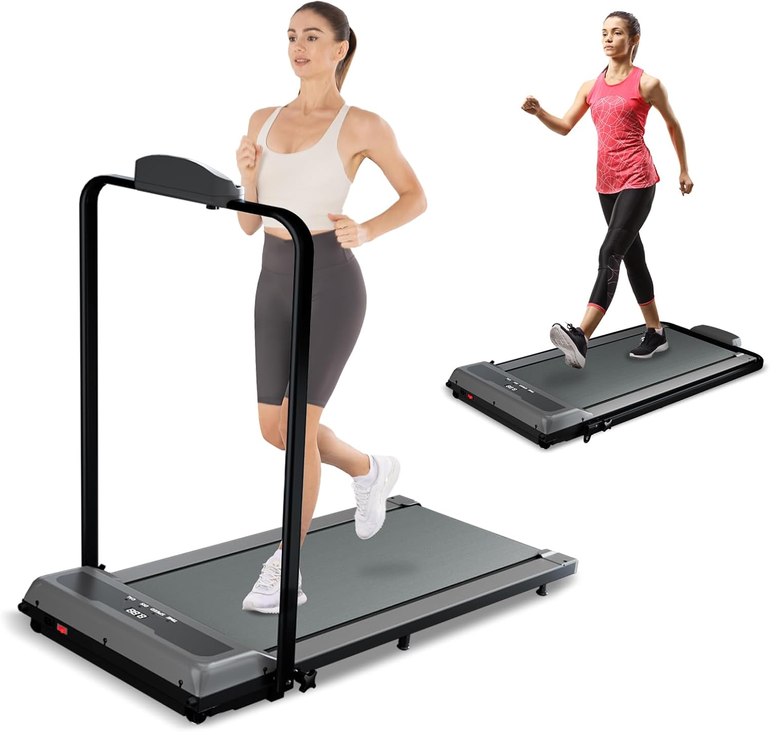 Treadmill, Walking Pad, Treadmills for Home Foldable with Handle Bar, 6.2 MPH Running Treadmill with Remote Control and LED Display, Running Machine for Home Office Use (300lbs Capacity)