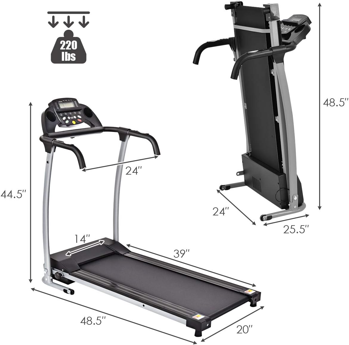 Goplus Foldable Treadmill, Freestanding Portable Treadmill with 12 Preset Programs, LCD Monitor, Built-in Wheels & Pulse Sensor, Folding Compact Treadmills for Home Small - Image 7
