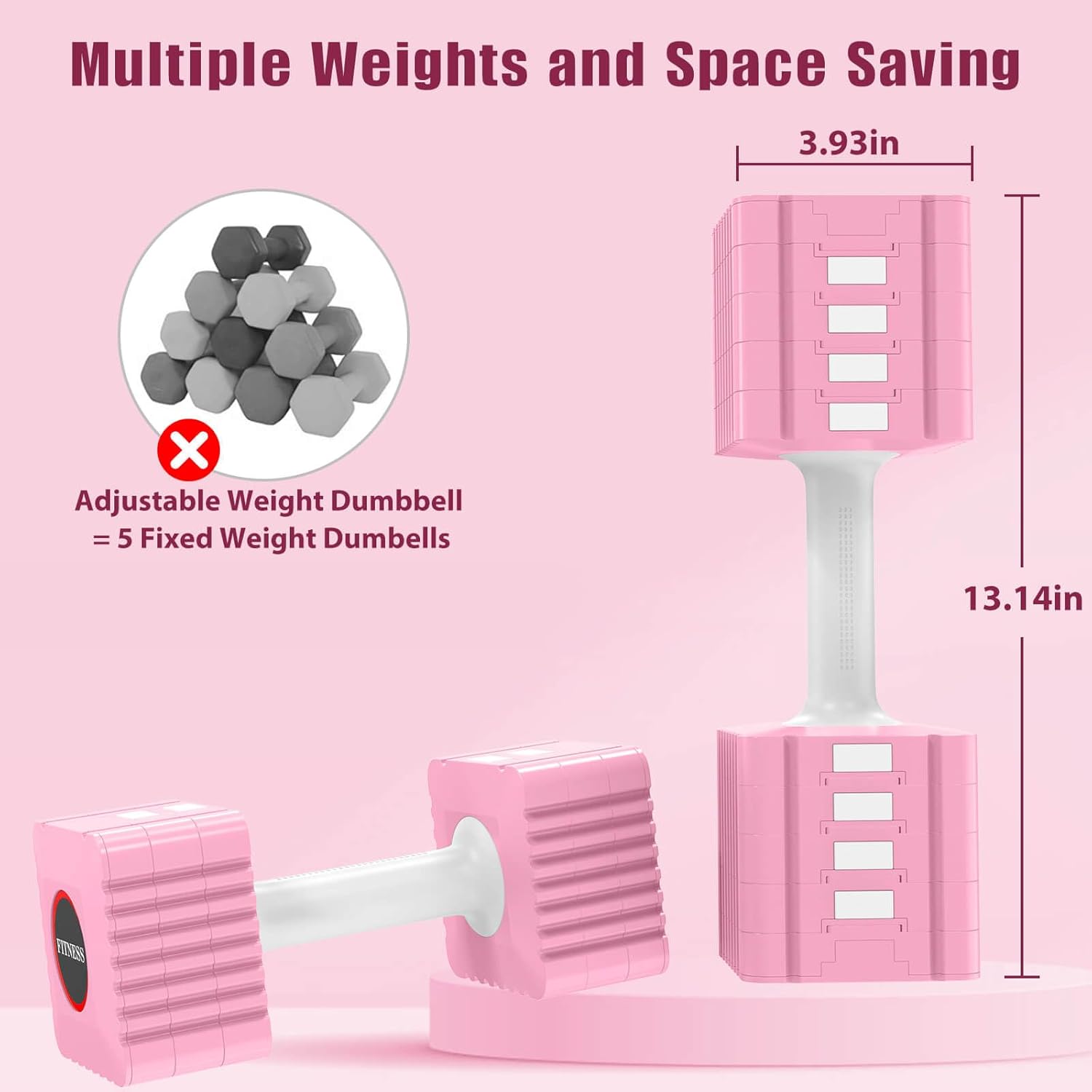 Adjustable Weight Dumbbells Set of 2, 3.4lb/5.7lb/8lb/10.3lb/12.6lb Each Hand Weight Sets for Women/Men, Adjustable Dumbbells Set for Home Gym Fitness Workout Strength Training - Image 7