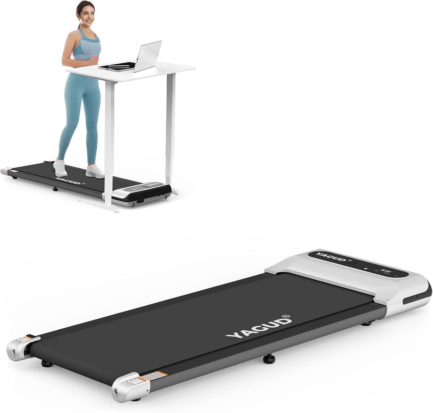 Under Desk Treadmill, Walking Pad for Home and Office, 2.5 HP Portable Walking Jogging Running Machine with Remote Control and LED Display, Silver