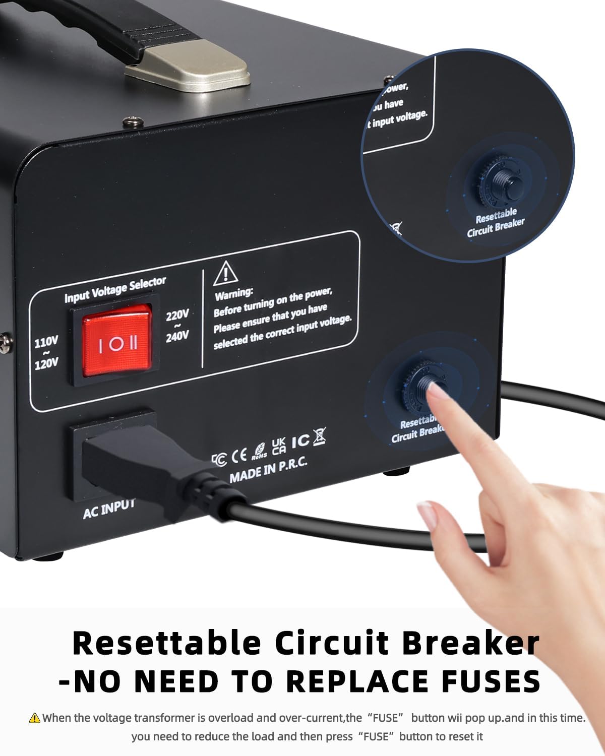 LVYUAN 5000 Watt Voltage Converter Transformer Heavy Duty Step Up/Down AC 110V/120V/220V/240V Power Converter with 3 US Outlets, 3 Universal Outlets, Resettable Circuit Breaker Protection - Image 6