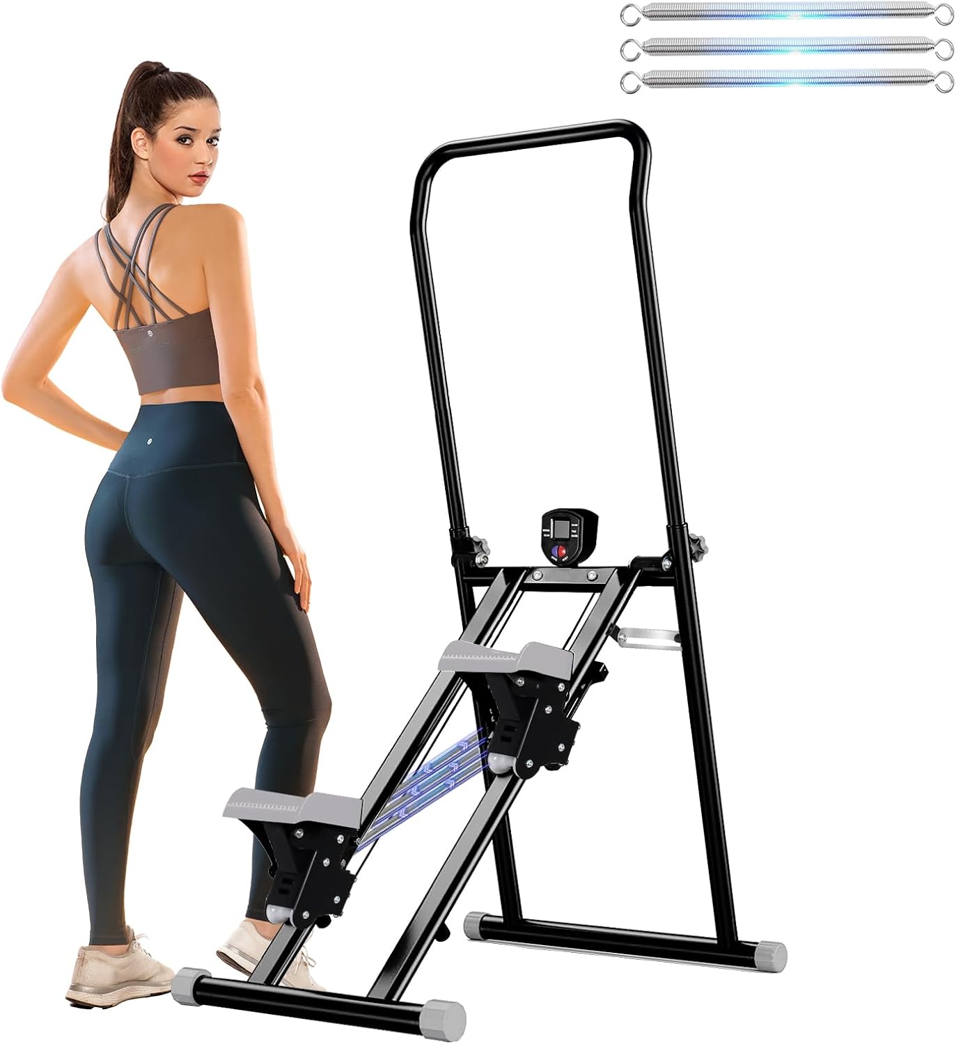 Stair Stepper with Adjustable Resistance,Upgraded Vertical Climber Machine for Home Cardio Workout,Compact Folding Stair Climber with Adjustable Handlebar & Pedals for Full Body Fitness