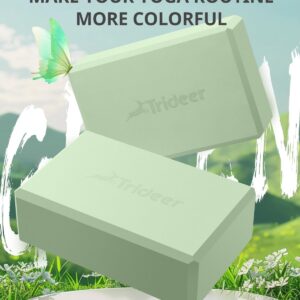 Trideer Yoga Blocks 2 Pack, Soft Non-Slip Foam Blocks with Beveled Edges for Alignment and Stretching in Yoga, Pilates, and Dance – Supportive, Lightweight, Odor Resistant, Latex-Free
